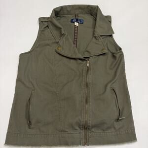 Blue Rain Women's Olive Green Zippered Vest size Small Sleeveless (A0135)